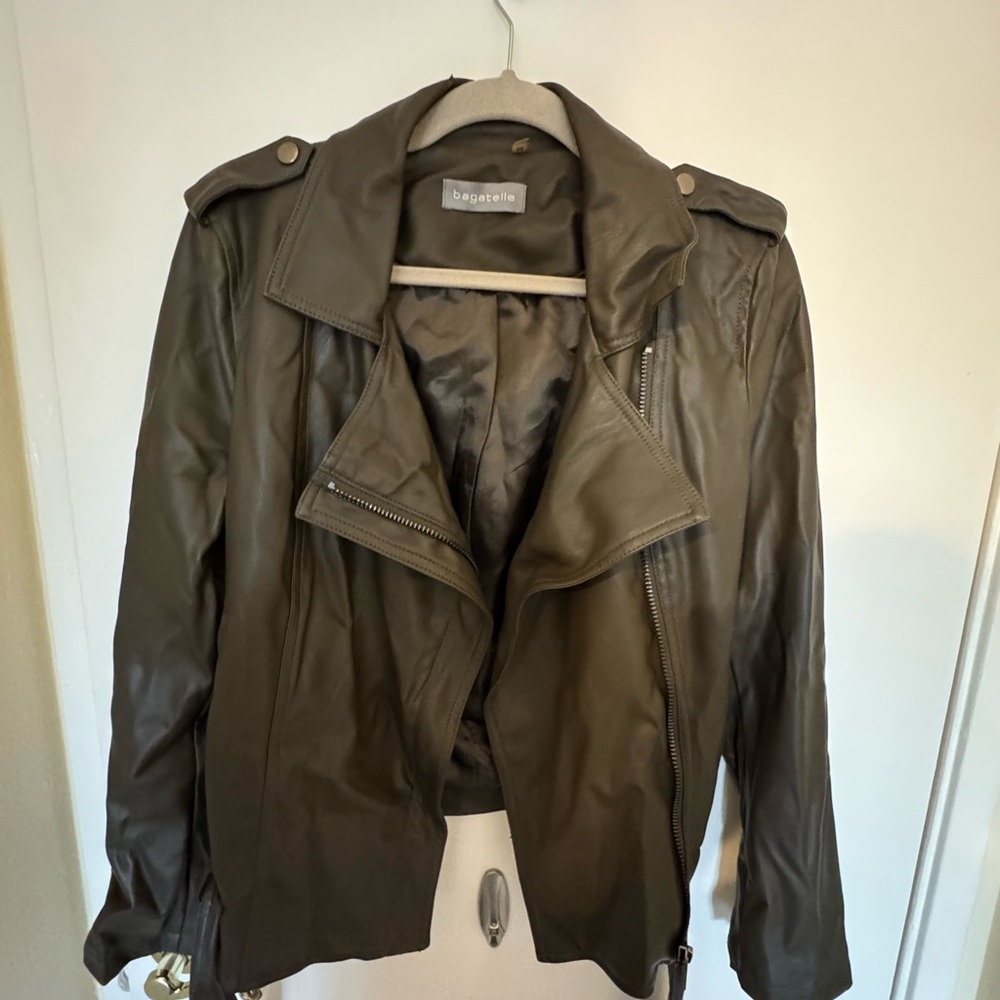 Stylish Olive Leather Jacket for Women